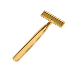 Golden razor blade on a white isolated background.
