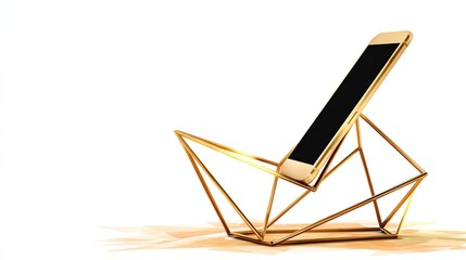 Stylish geometric phone holder on a white isolated background.