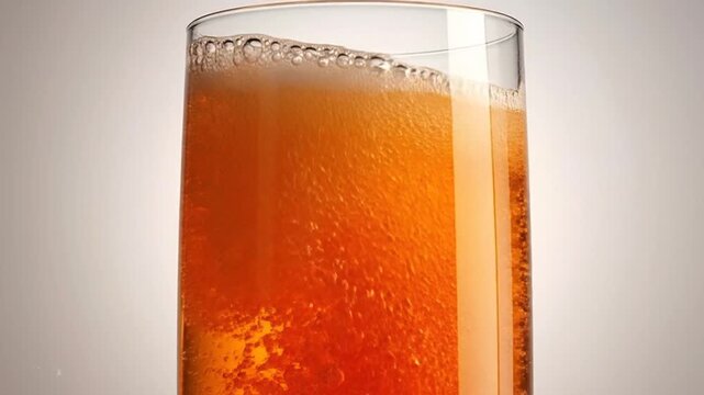 Refreshing glass of amber liquid with bubbles, perfect for a thirst-quenching beverage.