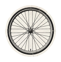 Fototapeta premium Bicycle wheel close-up with spokes paper sticker cutout.