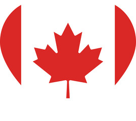 Obraz premium The national flag of Canada heart shaped icon. Flat Design Illustration