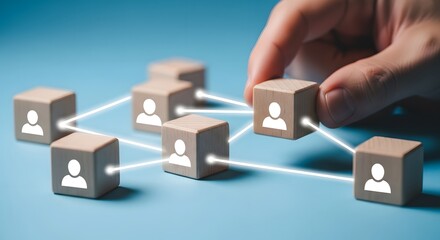 Connecting People Network Concept on Blue Background