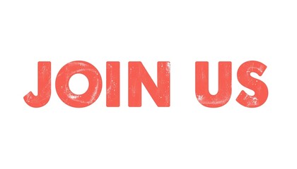 A bold red invitation to join a community or event on a clean white background