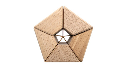 Wooden puzzle arranged as a pentagon with a star-shaped center
