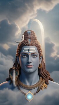 Lord Shiva and Goddess Parvati Seated Peacefully on the Snowy Himalayan Mountains with Nandi, Radiating Divine Light and Spiritual Calm