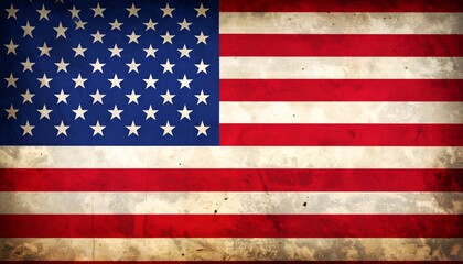 Fototapeta premium A vintage depiction of the American flag, showcasing its iconic red, white, and blue colors with texture