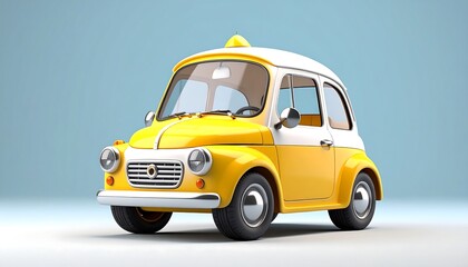 Fototapeta premium Retro Yellow and White Taxi Car Illustration.