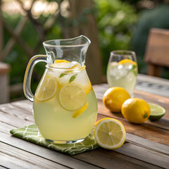Fototapeta premium a-clear-glass-pitcher-of-refreshing-lemonade-with- (1)