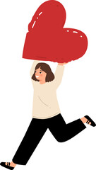 Woman with Big Heart Representing Love and Care Illustration