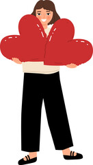 Woman with Big Heart Representing Love and Care Illustration