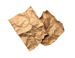 Obraz premium Two pieces of crumpled brown paper on black background