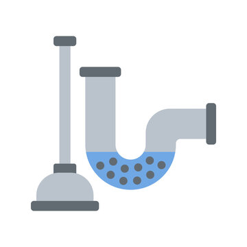 Clogged drain cleaning sink plumbing service flat color icon
