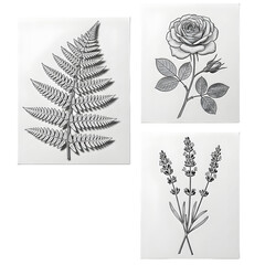 &ldquo;Botanical Illustrations Set Fern, Rose, and Lavender &ndash; Detailed Sketches Stock Image&rdquo;
