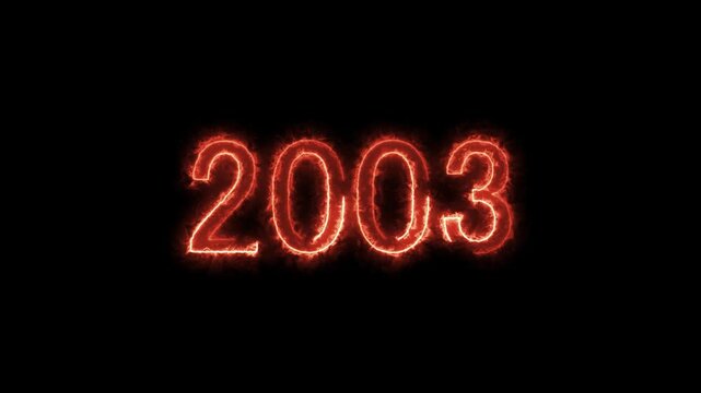 New year 2003 text icon animation glowing neon, 2003 Review Neon text animation. 
2003 Happy new year 2003 neon animated background, 2003 neon line text. Abstract 2003 neon text animation