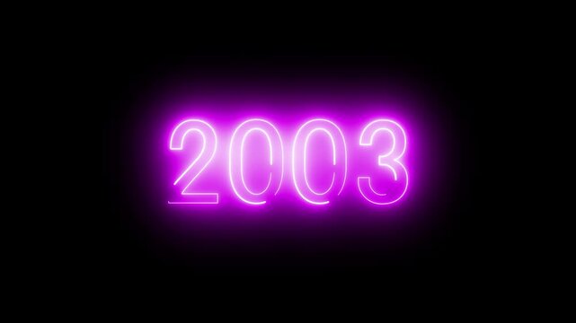 New year 2003 text icon animation glowing neon, 2003 Review Neon text animation. 
2003 Happy new year 2003 neon animated background, 2003 neon line text. Abstract 2003 neon text animation