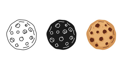 A set of three cookies with different designs Vector