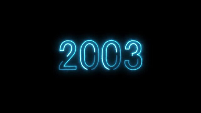 New year 2003 text icon animation glowing neon, 2003 Review Neon text animation. 
2003 Happy new year 2003 neon animated background, 2003 neon line text. Abstract 2003 neon text animation