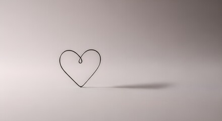 Fototapeta premium Wire heart shape silhouette on plain background