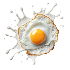 Sauce, circular splash swirl around a fried egg, isolated on white background, bold and striking. PNG