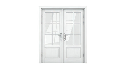 White French Doors with Glass Panes and Silver Handles