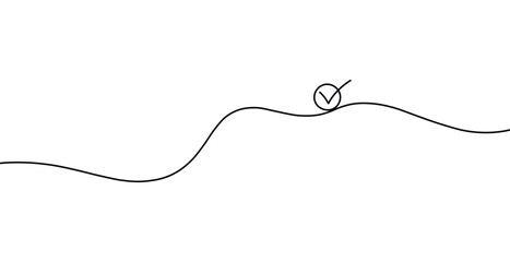 Obraz premium Successful progress illustration with a wavy path and checkmark symbol for task attainment