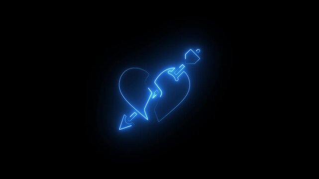 Glowing blue heart shape lightning energy abstract dark background futuristic technology emotion concept