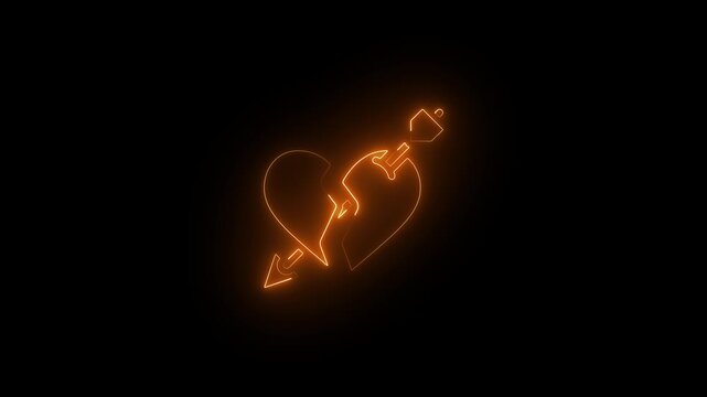 Burning heart shape fire flame on black background abstract passion love energy emotion dynamic glowing orange red light dramatic effect
