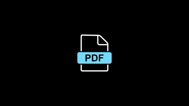 P D F Document Animation on Black Background Digital File PDF document animation