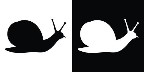 snail silhouette vector, black snail silhouette, crawling snail vector icon © Pixel Hub