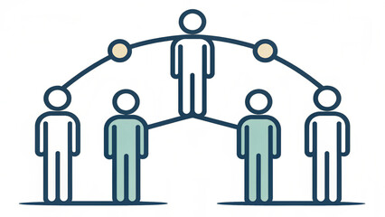 A simple organizational chart with five people connected in a hierarchy