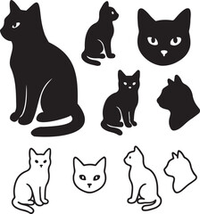 Cat silhouette logo icon animal mascot vector illustration