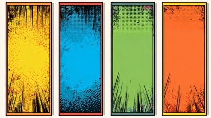 Colorful Comic Style Backgrounds with Texture and Effects Elements