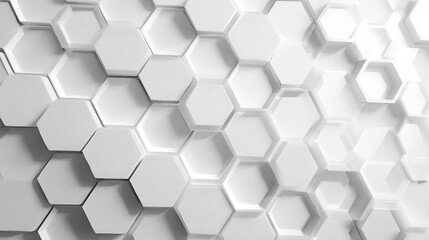 Fototapeta premium 3D futuristic honeycomb mosaic with realistic geometric mesh texture, white hexagon grid, abstract vector wallpaper, modern clean background