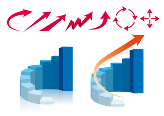 Set of rising graph arrows