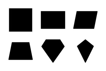 Comprehensive set of quadrilateral shapes for educational geometry textbooks and technical diagrams.