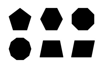 Versatile polygon icons featuring multi-sided shapes and quadrilaterals for technical and abstract branding.