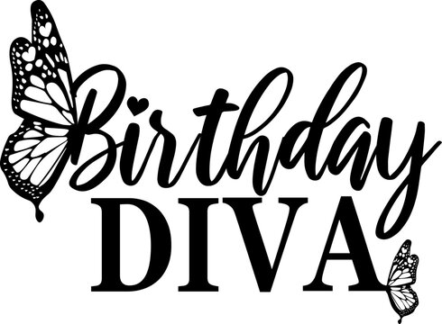 birthday diva girl t-shirt text