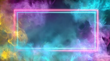 Colorful Neon Smoke Frame with Mystical Vibes in Abstract Background