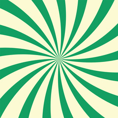 Vibrant Green and Cream Retro Groovy Sunburst Spiral Pattern
