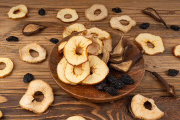 Fototapeta premium Dry fruit mix in bowl. Dried fruit chips