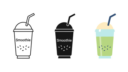 A set of smoothie and bubble tea drink drawings Vector