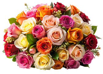Obraz premium Multicolored Roses Bouquet on Black Background flowers