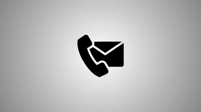 Animated phone and envelope icon appearing on gradient background concept of communication and contact methods
