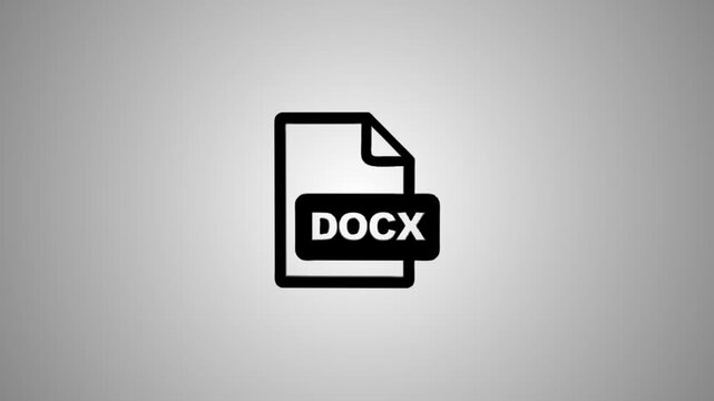 Document file docx motion graphic animation video clip, digital file format icon with dynamic movement