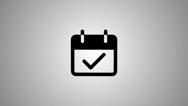 Calendar icon with checkmark indicating completed task or scheduled event motion graphic