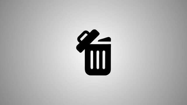 Animated delete icon motion graphic with shadow effect on gray background
