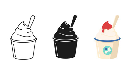 Three different flavors of ice cream in cups Vector