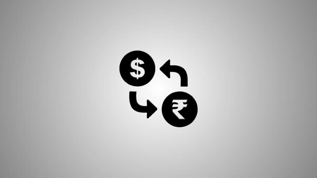 Currency exchange motion graphic dollar to rupee seamless loop animation finance concept
