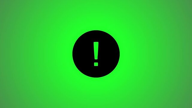 Exclamation mark icon on green background motion graphic alert symbol warning