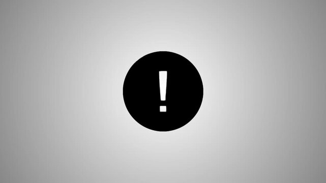 Animation of black exclamation mark icon on gray background with smooth transition effect and sleek 3d motion graphics